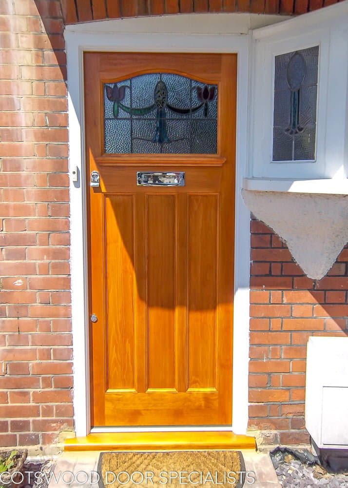 Stained Accoya 1920s front door with leadlight glass - Cotswood Doors