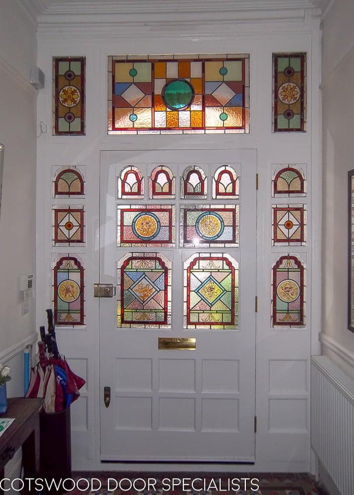 Ornate Victorian Front Door And Frame With Stained Glass