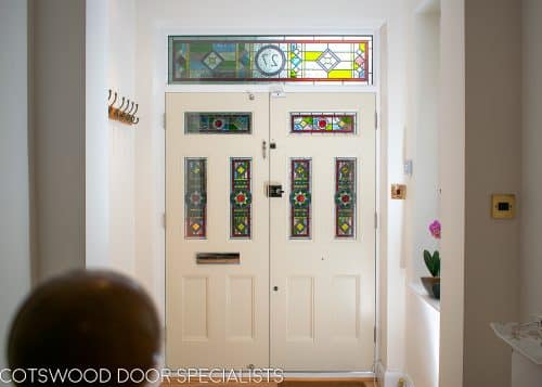 Victorian hallway stained glass front double doors