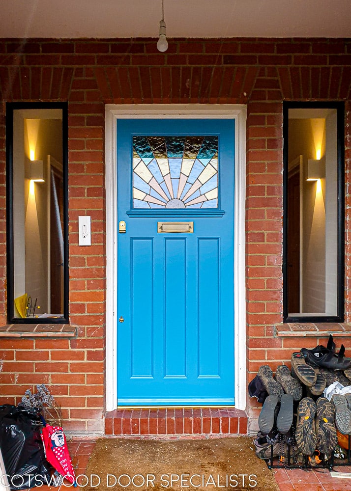 Art Deco Front Door With Sunrise Stained Glass Cotswood Doors