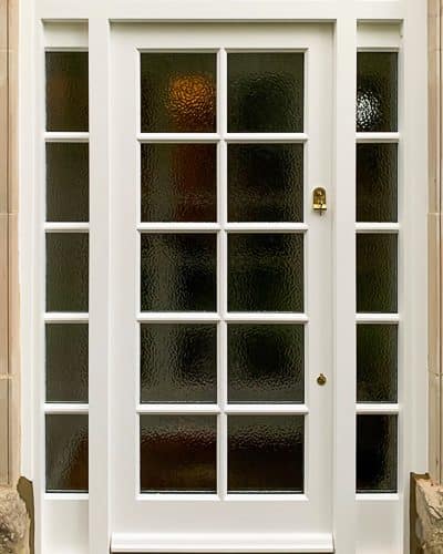 Georgian style porch door with double sidelights and transom window