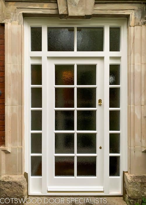 Georgian style porch door with double sidleight and transom